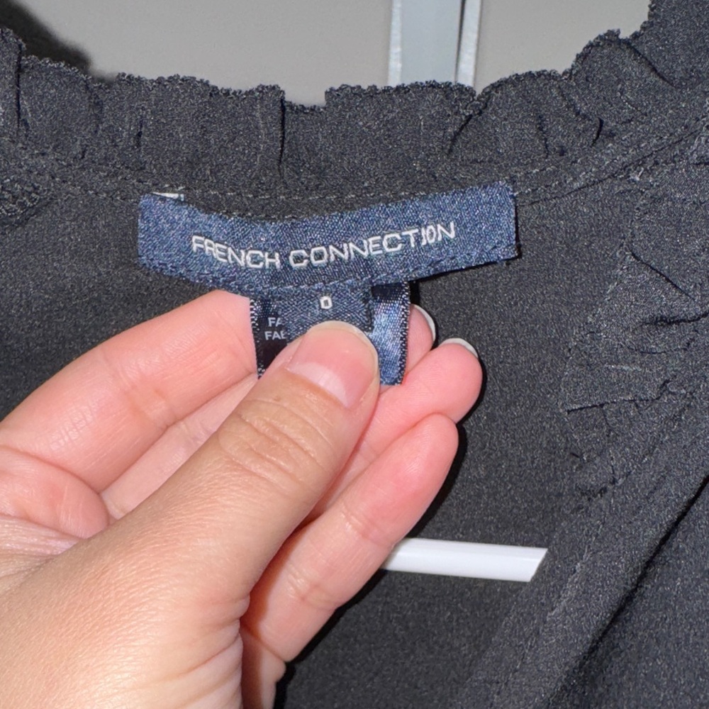French Connection Black Smocked Blouse - Picture 2 of 6